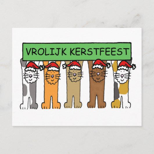 Holländisch Frohe Weihnachts-Cartoon Cats Feiertagspostkarte (Vorderseite)