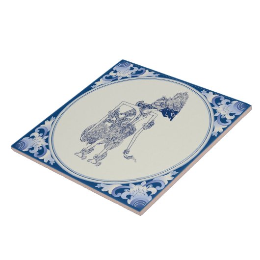 Holländisch-indonesische Schattenpuppe Delft Blauw Fliese (Seite)