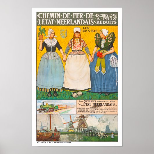 Holländische Ausbilder Vintage Reise Poster (Vorne)