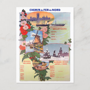 Holländische Bahnlinien Vintage Reise Postkarte