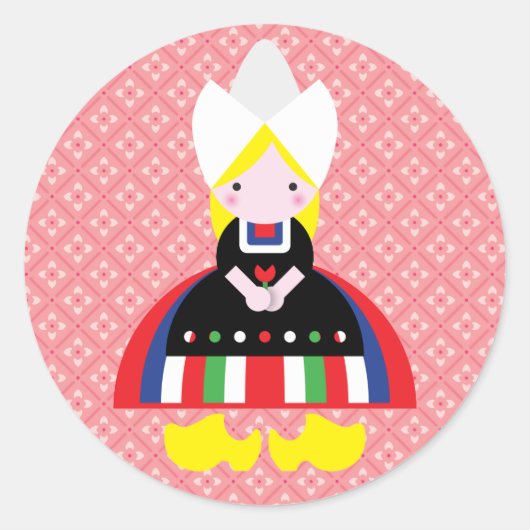 Holländische Frau Runder Aufkleber (Vorderseite)