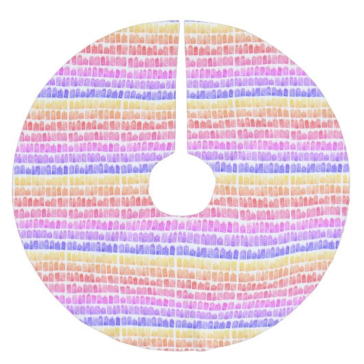 Holländische Häuser Amsterdam Farbenfrohe Wasserfa Polyester Weihnachtsbaumdecke (Vorderseite)