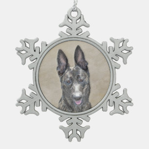 Holländische Hirtenmalerei - Niedliche Original H Schneeflocken Zinn-Ornament