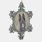 Holländische Hirtenmalerei - Niedliche Original Hu Schneeflocken Zinn-Ornament (Links)