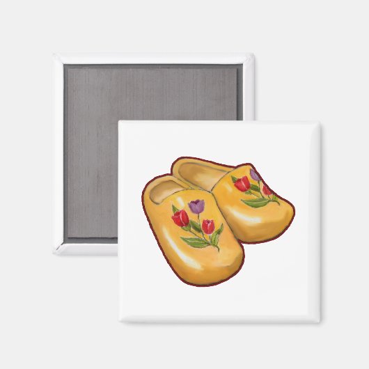 Holländische Holzschuhe, Tulpen, Holland, Kunst Magnet (Vorderseite/Rückseite)