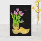 Holländische Holzschuhe und Tulpen Muttertag Karte (Gelbe Blume)