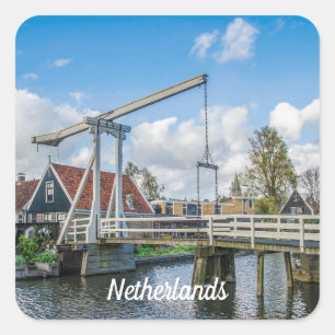Holländische Hubholzbrücke Quadratischer Aufkleber
