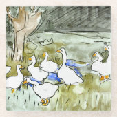 Holländische Jugendherbergen und Gänse Glasuntersetzer (Vorderseite)