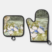 Holländische Jugendherbergen und Gänse Ofenhandschuh & Topflappen-Set (Vorderseite)