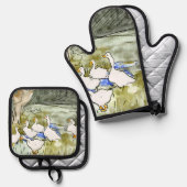 Holländische Jugendherbergen und Gänse Ofenhandschuh & Topflappen-Set (Vorderseite/Rückseite)