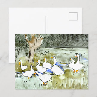Holländische Jugendherbergen und Gänse Postkarte