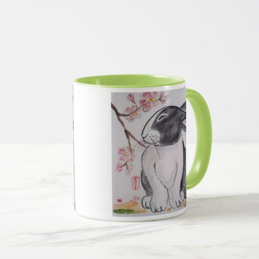 Holländische Kaninchen & Cherry Blossom Tasse - So (VorderseiteRechts)