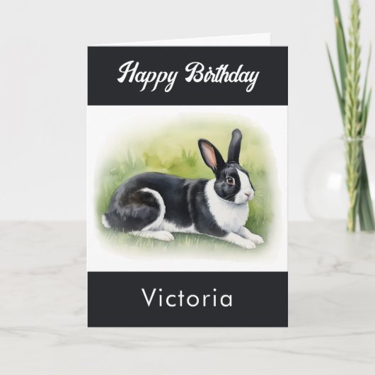 Holländische Kaninchen Tier Wasserfarbe Glücklich Karte (Vorderseite)