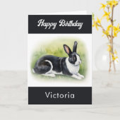 Holländische Kaninchen Tier Wasserfarbe Glücklich Karte (Gelbe Blume)