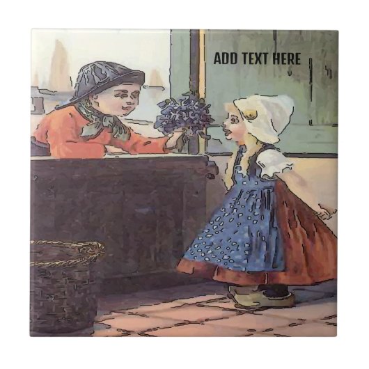 Holländische Kids Blume Tile, Niederländisch Look, Fliese (Vorderseite)