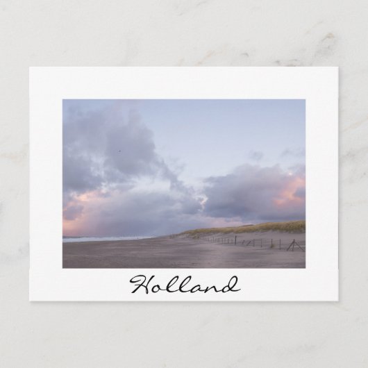 Holländische Küste Sonnenuntergang in Holland weiß Postkarte (Vorderseite)