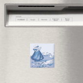 Holländische Mädchen mit Gänsen, Blue Delft Look Magnet (In Situ (Geschirrspüler))