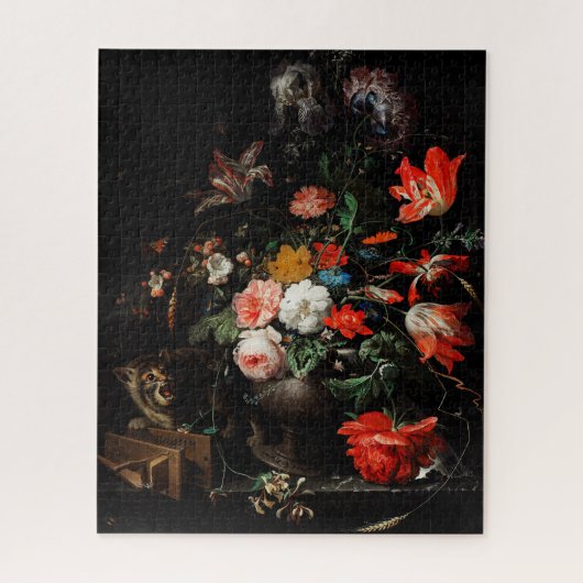 Holländische Ölgemälde noch Leben dunkle Blüte Puzzle (Vertikal)