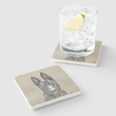 Holländische Schäfermalerei - Niedliche Original H Steinuntersetzer (Seitenansicht)