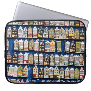 Holländische Souvenirs, Amsterdamer Straßenszene. Laptopschutzhülle