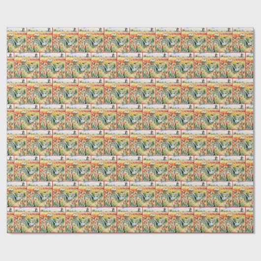Holländische Tulips in Bike Basket Geschenkpapier (Flach)