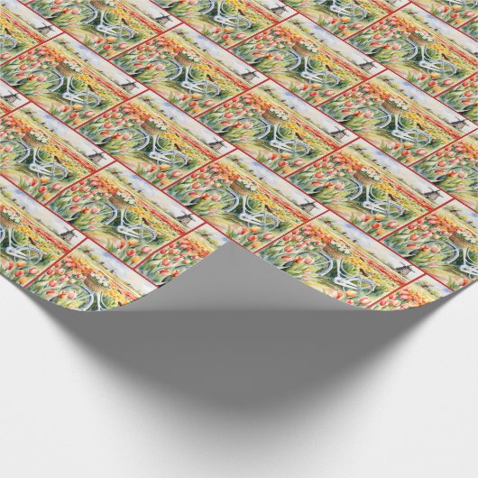 Holländische Tulips in Bike Basket Geschenkpapier (Ecke)