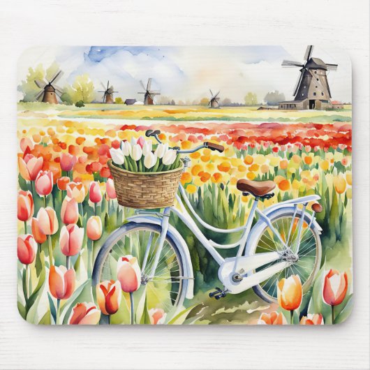 Holländische Tulips in Bike Basket Mousepad (Vorne)