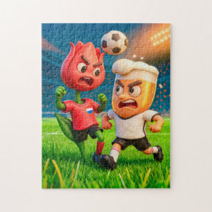 Holländische Tulpe gegen deutsches Bierglas Fußbal Puzzle