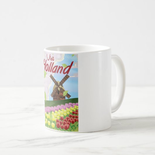 Holländische Vintage Reiseplakat Kaffeetasse (VorderseiteRechts)