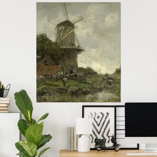 holländische Windmühle, Jacob Maris Poster (Heimbüro)