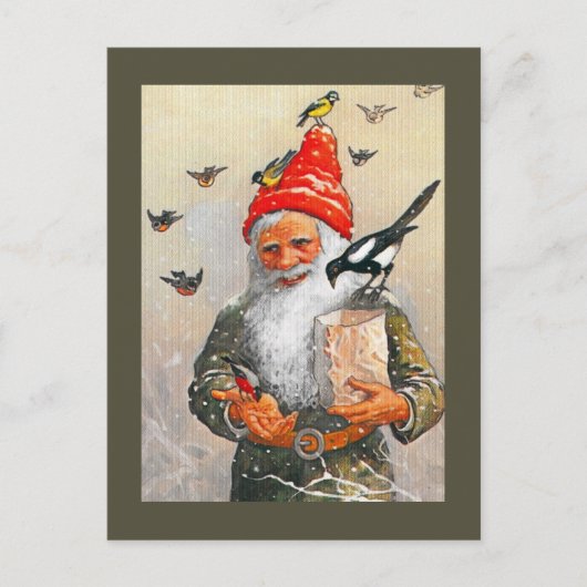 Holländischer Gnome Fütternd Vögel Postkarte (Vorderseite)