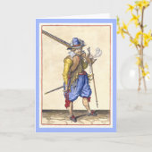 Holländischer Soldat des 17. Jahrhunderts - Grußka Karte (Gelbe Blume)