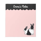 Holländisches Kaninchen Pink & Black 5,5" x 6" Ben Notizblock (Vorderseite)