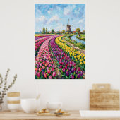 Holländisches Tulpenfeld-Ölgemälde Poster (Küche)