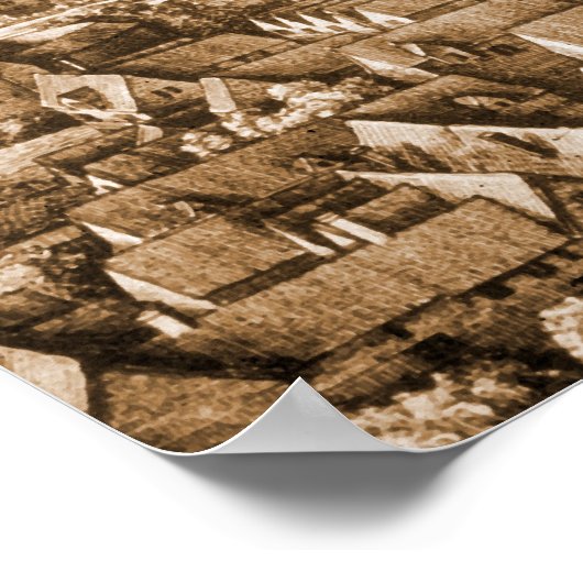 Hollars Globe Theater Long View of London Poster (Ecke)