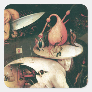 Hölle durch hieronymus bosch quadratischer aufkleber