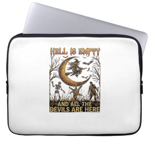 Hölle ist leer Halloween Hexe Mondsichel Skelett Laptopschutzhülle