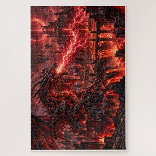 Höllendrache – Roter Blitzsturm Puzzle (Vertikal)
