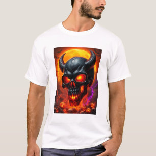 Höllenfeuer-Halloween-Schädel T-Shirt