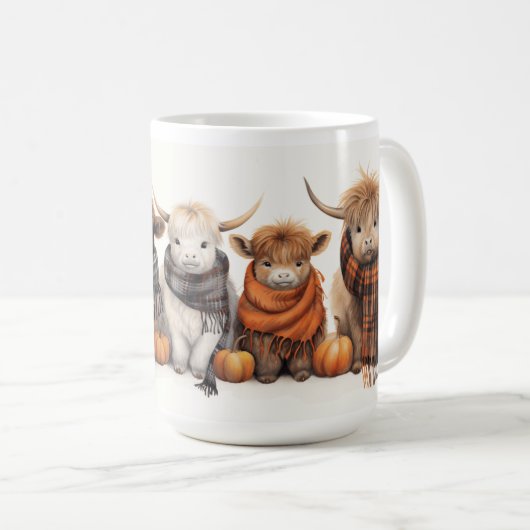 Höllenkälber Kuh Baby Highland Kühe Pumpkins Kaffeetasse (VorderseiteRechts)