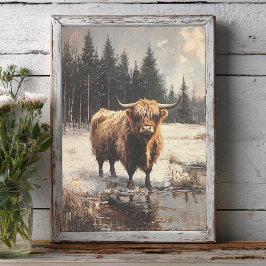 Höllenkuh im Winter Landschaftsdekoupage Seidenpapier