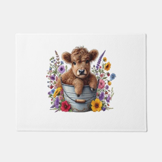Höllenkuh in Blume Eimer, Niedlich Fußmatte (Vorderseite)