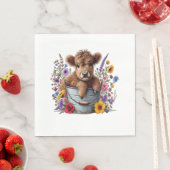 Höllenkuh in Blume Eimer, Niedlich Serviette (Beispiel)