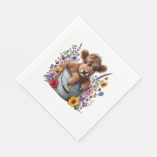 Höllenkuh in Blume Eimer, Niedlich Serviette (Ecke)