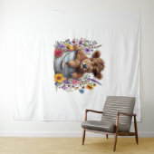 Höllenkuh in Blume Eimer, Niedlich Wandteppich (Beispiel (Horizontal))