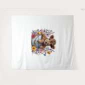 Höllenkuh in Blume Eimer, Niedlich Wandteppich (Vorderseite (Horizontal))