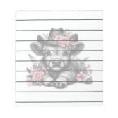 Höllenkuh in Hut mit floraler Dekoration Notizblock (Vorderseite)