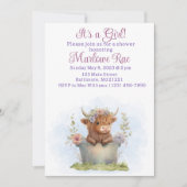 Höllenkuh lila, rosa, blumenfarbenes Baby Einladung (Vorderseite)