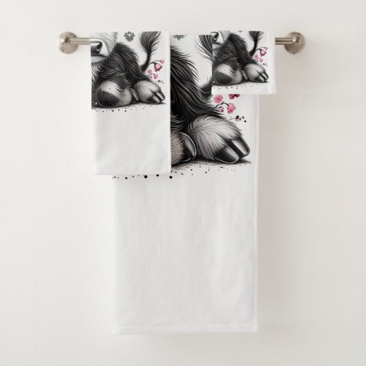 Höllenkuh mit Blumenhut Badhandtuch Set (Insitu)