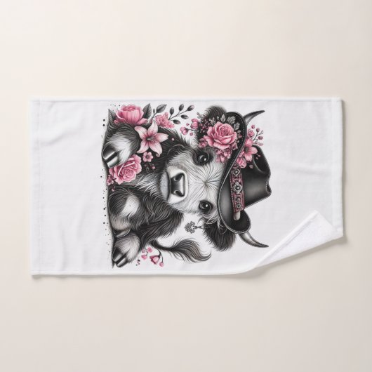 Höllenkuh mit Blumenhut Badhandtuch Set (Handtuch)